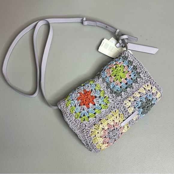 Lucky Brand Boho Straw Floral Crossbody Bag Purse Pink Orange Blue Yellow NWT - Picture 6 of 9